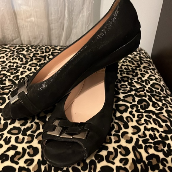 Amalfi By Rangoni New Womens Isca Black Open Toe Flats with Wedge Shoes Size 7.5 - Picture 8 of 10